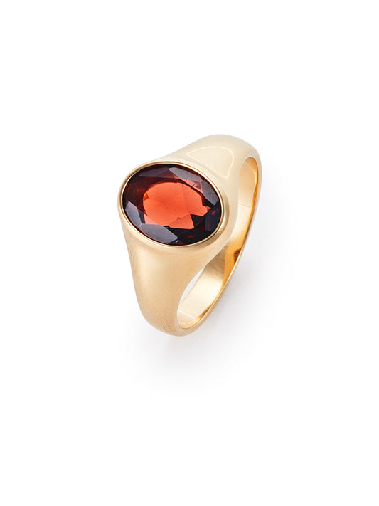 JOHN ELLIOTT GARNET SIGNET RING