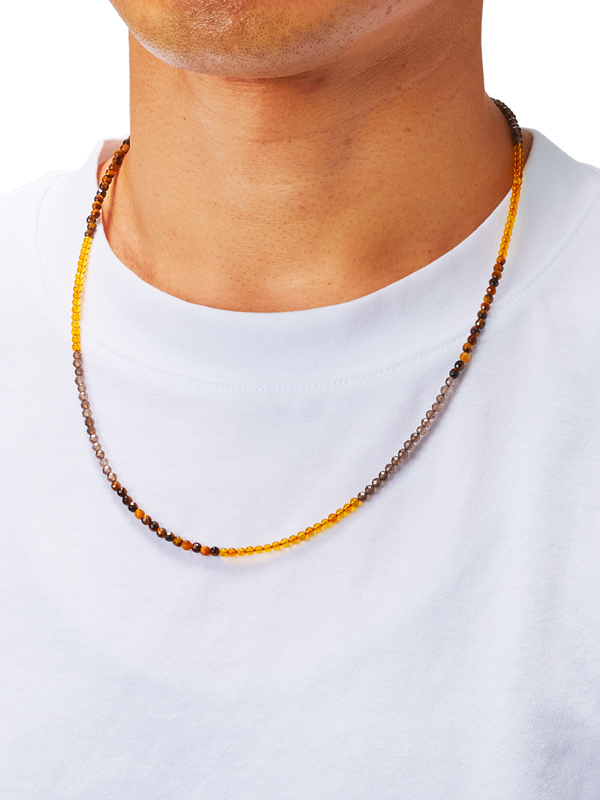 JOHN ELLIOTT X M.A.R.S BEADED NECKLACE【TIGER EYE X CHARCOAL